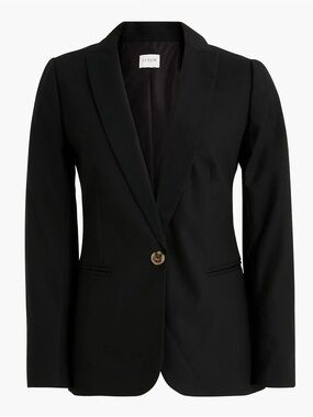 J. Crew Black Single-Button Professional Blazer with Notched Lapel